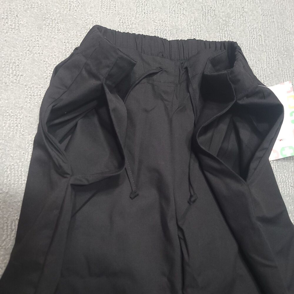 3-2-1 Scrubs White Cross Petite Womens M Pants BootCut Drawstring Black Pockets - Picture 11 of 13